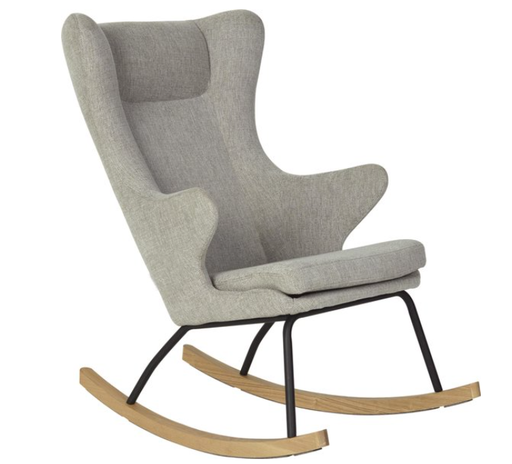 [346974] Quax | Zetel Chair De Luxe Sand Grey Rocking Adult Textiel/Hout Schommelstoel