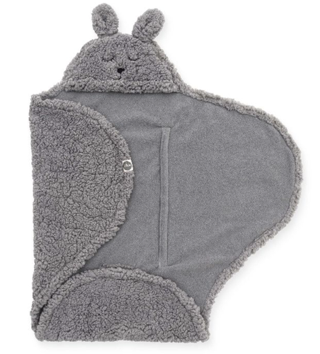 [377000] Jollein | Wikkeldeken Bunny Storm Grey Teddy/Coral Fleece Grijs 100x105cm 