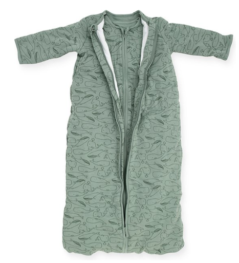 [401790] SLAAPZAK, 70cm, LM, 3.0TOG, Whales ash green, met mouwen, all over walvis motief, jersey, klassiek model, 2023