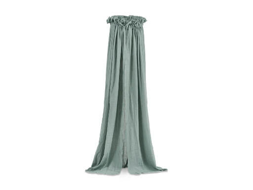 [401866] HEMEL, Sluier, Vintage, ash green, groen uni, voile, 155cm, vr wieg/park/babybed, Noos