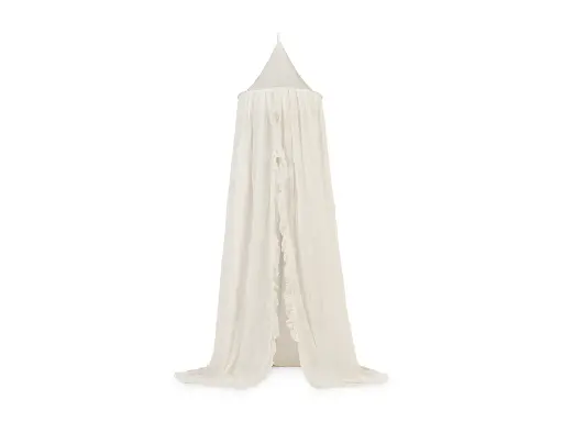 [424758] KLAMBOE, Vintage, ruffle, ivory, ecru, uni, organza, L: 205 cm, omtrek: 440 cm, vr babybed/eenpersoonsbed, 2021-2022