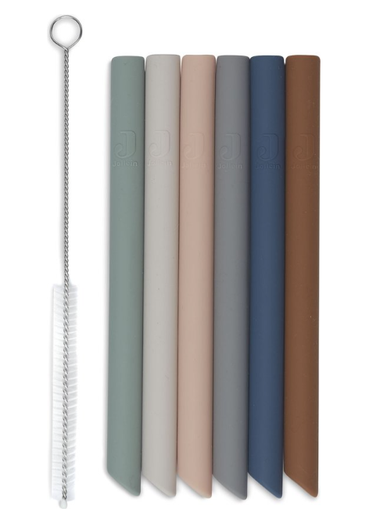 [434609] TAFELGEREI, rietjes, 13 cm, multikleur, uni, siliconen, met borstel, 6 stuk(s)