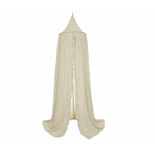 [447040] KLAMBOE, Vintage, ruffle, nougat, ecru, uni, organza, L: 205 cm, omtrek: 440 cm, vr babybed/eenpersoonsbed, 2022