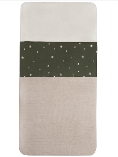 [447059] LAKEN, 120x150, Stargaze leaf green, all over sterren print, katoen, voor babybed, 2022