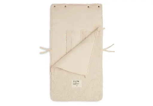 [447144] VOETENZAK, Boucle naturel, ecru, uni, bouclé, L:82cm, klassiek model, vr autostoel groep 0+, 2022