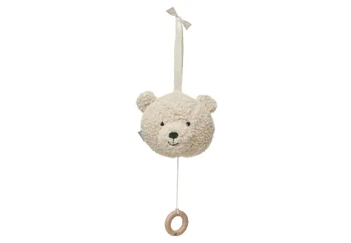 [447177] MUZIEKTREKKER, Teddy Bear naturel, ecru, berenkop, textiel, +muziek, vanaf 0 maand, Muziekhanger, 2022