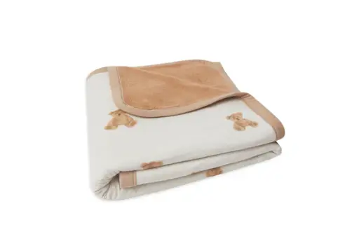 [447712] DEKEN, 100x150cm, Teddy Bear, all over teddybeer print/uni, jersey/fleece, voor babybed 60x120/70x140, 2022