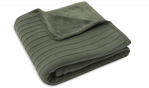 [447738] DEKEN, 75x100cm, Pure Knit leaf green, all over strepen motief/uni, tricot/ velvet, voor wieg/draagmand/park, 2022