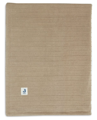 [447741] DEKEN, 75x100cm, Pure Knit biscuit, all over strepen motief/uni, tricot/ velvet, voor wieg/draagmand/park, 2022