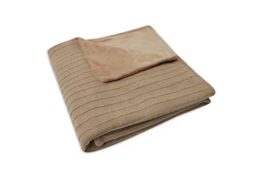 [447746] DEKEN, 100x150cm, Pure Knit biscuit, all over strepen motief/uni, tricot/ velvet, voor babybed 60x120/70x140, 2022