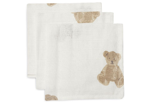 [447797] MONDDOEK, 31x31cm, Teddy Bear, bruin/ecru, all over teddybeer print, tetra, 3 stuk(s), 2022