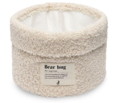 [461108] VERZORGINGSMAND, Boucle naturel, ecru, uni, rond, teddy bouclé, H14 Dia18cm, 1 vak(ken), 1 stuk(s), opbergen, SS23