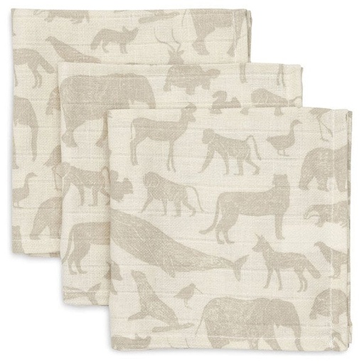 [471197] MONDDOEK, 31x31cm, Animals nougat, ecru, all over print dieren, tetra, 3 stuks