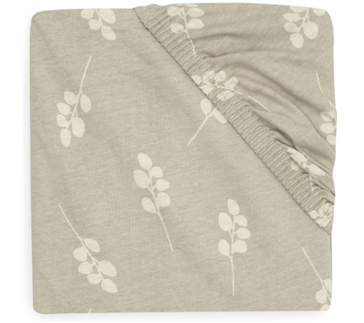 [471258] HOESLAKEN, 60x120cm, groen/ecru, vr babybed 60x120, aop takjes, Twig olive green, jersey, 100% katoen, 1 stuk