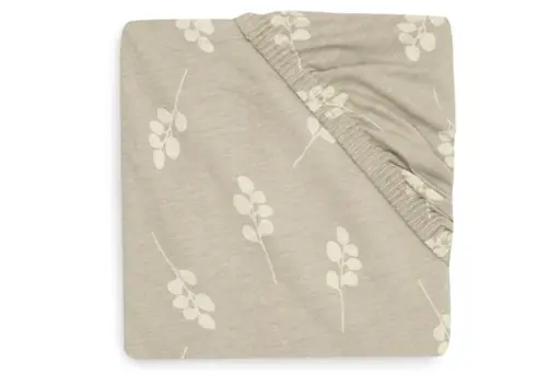 [471260] HOESLAKEN, 70x140cm, groen/ecru, vr babybed 70x140, aop takjes, Twig olive green, jersey, 100% katoen, 1 stuk