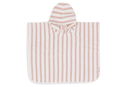 [483994] PONCHO, M80-104, badcape, Stripe Terry wild rose, girls, all over strepen print, badstof, met kap, VJ2024