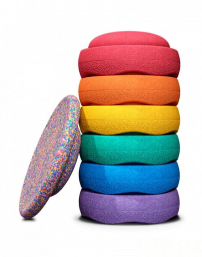 [461641] STAPELSTENEN/BLOKKEN, Set, classic, Super Confetti Rainbow, inhoud: 6 stapelstenen + 1 board confetti, 2024