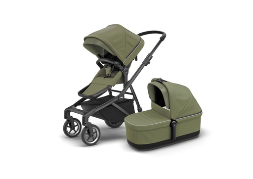 [477599] WANDELWAGEN, Sleek, soft green on black, frame zwart, incl. draagmand/ regenhoes, regenhoes, tot 22kg, vierwieler, 2023