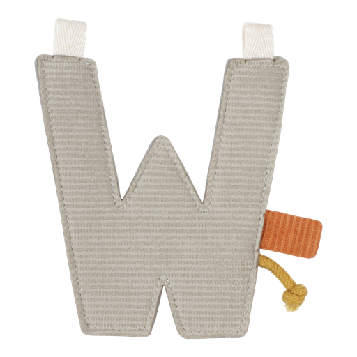 [452429] Little Dutch | Vlaggenlijn Textiel Letter W Geribbeld Grijs 10cm 