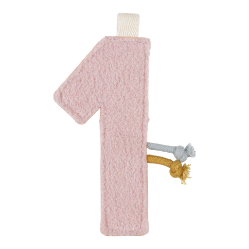 [452437] Little Dutch | Vlaggenlijn Textiel Cijfer 1 Geribbeld Roze 10cm 