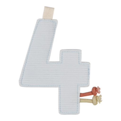 [452440] Little Dutch | Vlaggenlijn Textiel Cijfer 4 Geribbeld Grijs 10cm 