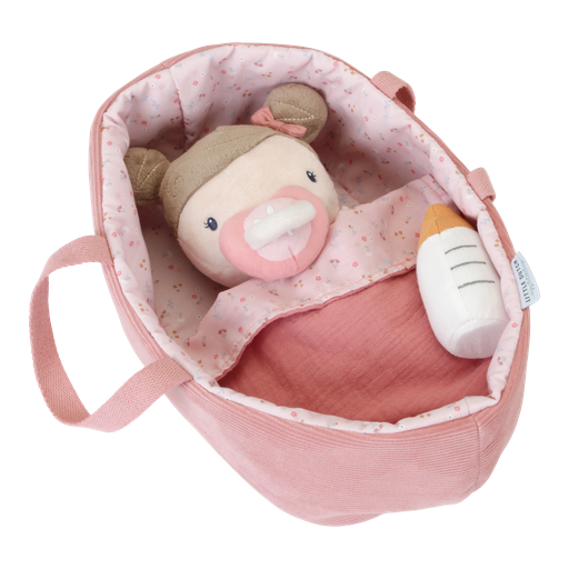 [459800] PLUCHE KNUFFEL, H30 cm, Babypop Rosa, roze, babypop, textiel, 12M+, met draagmand/slaapzak/flesje/fopspeen/deken