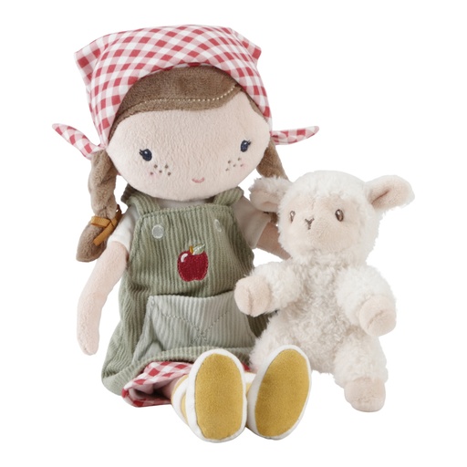 [470213] Little Dutch | Pluche Knuffel Little Farm Boerin Rosa met Schaap Knuffelpop +12m
