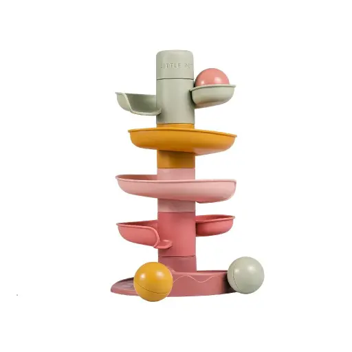 [475854] STAPELPYRAMIDE, Spiraaltoren, roze, uni, kunststof, +activities, vanaf 18 maanden, educatief speelgoed, 2023