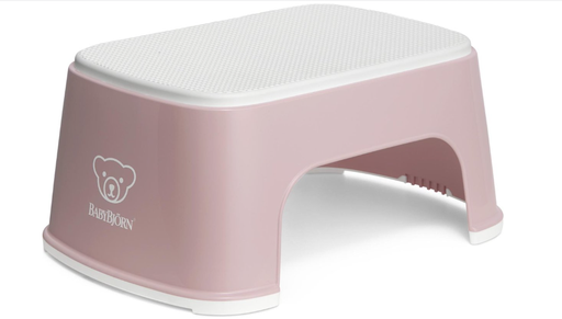 [376819] OPSTAPJE, Step Stool, powder pink/white, uni/print beer, H: 15,5 cm, antislip onderkant, antislip stavlak, 2020