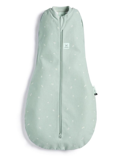 [403741] SLAAPZAK, 76cm, ZM, 1.0TOG, sage, groen grijs, Cocoon Swaddle Bag, Mild Pouch, aop bladeren, bio katoen/bamboe, 2023