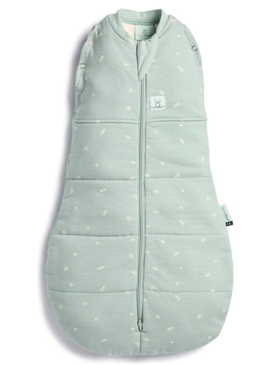 [403750] SLAAPZAK, 80cm, ZM, 2.5TOG, sage, groen, Cocoon Swaddle Bag, Warm Pouch, aop bladeren, bio katoen, 2023
