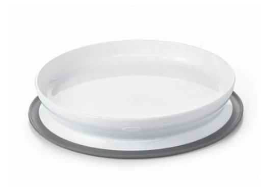[446277] PLAT BORD, Stick & Stay Plate, grey, rond, wit/grijs, uni, kunststof, met zuignap, 1 stuk(s), bord