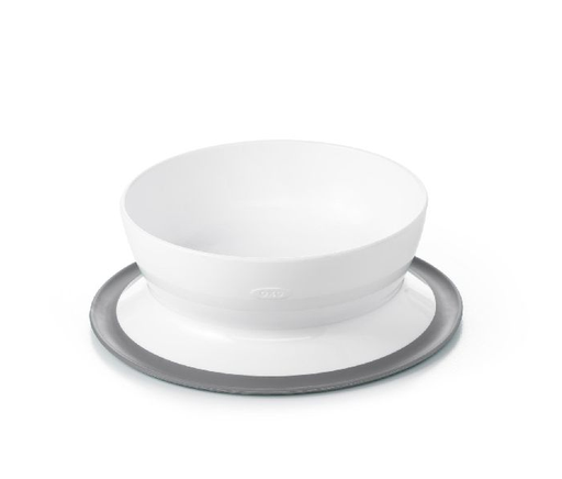 [446278] KOM, Stick & Stay Bowl, grey, rond, wit/grijs, uni, kunststof, met zuignap, stuk(s), bord