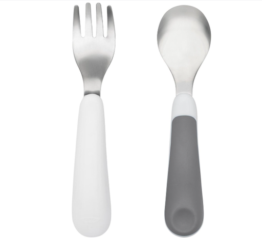 [446279] LEPEL/VORK, 2 delig, grey, wit/grijs, uni, van 12 maand, bestek