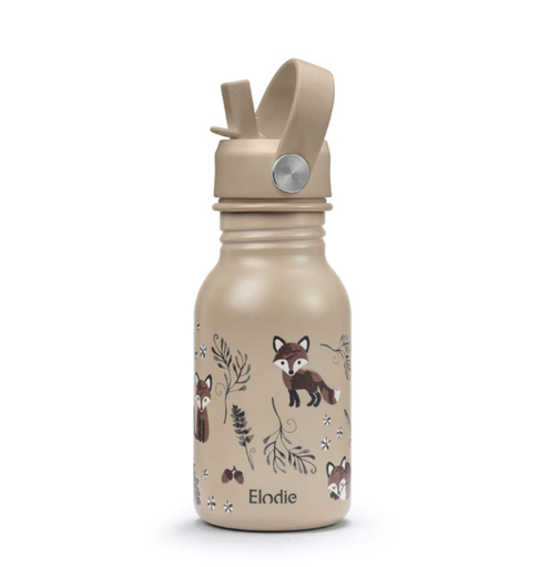 [446362] DRINKBEKER, 450 ml, Water Bottle, nordic woodland, aop vos/kastanje/bladeren, RVS, handvat, rietje, 1 stuk(s), 2023