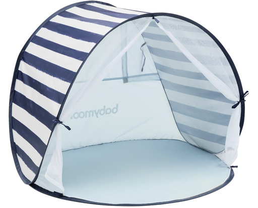 [407112] TENT, Anti-UV Tent, marinière, wit/blauw, uni/all over strepen print, kunststof, vanaf 0 maand