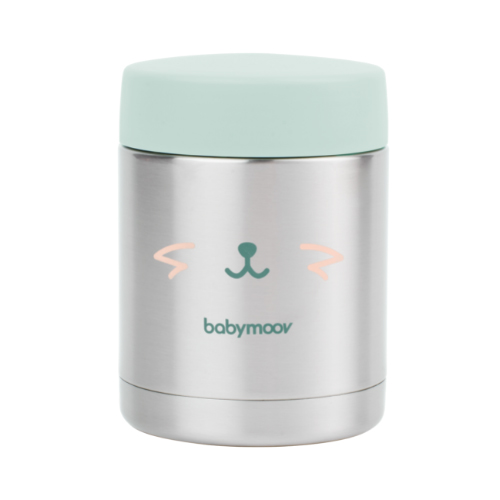 [428423] THERMOSFLES, Eat's Isy, zilver/groen, dierensnuit, 7u warm/5u koud, H15cm, dia 9cm, 350ml
