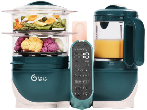 [458064] STOOMKOKER, Nutribaby+, opal green, stomen/mixen/ steriliseren/opwarmen inhoud 700 ml/beker, 1500ml/stoommand