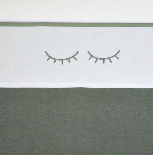 [400819] LAKEN, 100x150, Sleepy Eyes, forest green, wit/groen, uni met bies, brod slapende oogjes, katoen, voor babybed