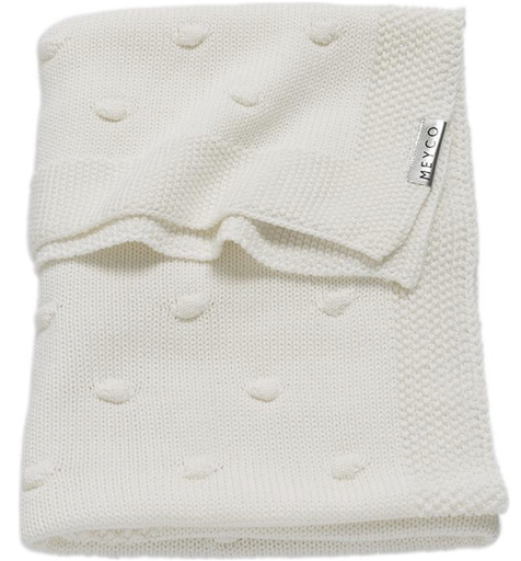 [401130] DEKEN, 75x100cm, TOG 0.8, Knots, off- white, all over 3D noppen/uni, tricot, voor wieg/draagmand/park