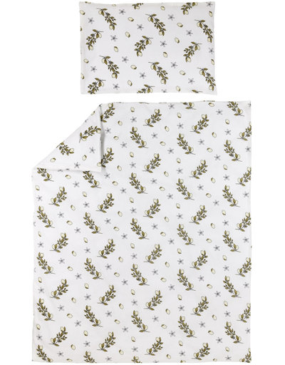 [438157] DONSOVERTREK, 100x135, Lemon, all over citroenplant print - ao citroenplant print, katoen, +sloop, vr babybed