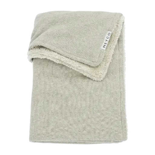 [449891] DEKEN, 100x150cm, TOG NG, Basic, sand melange, ecru, uni, tricot/teddy, voor babybed, Knit Basic