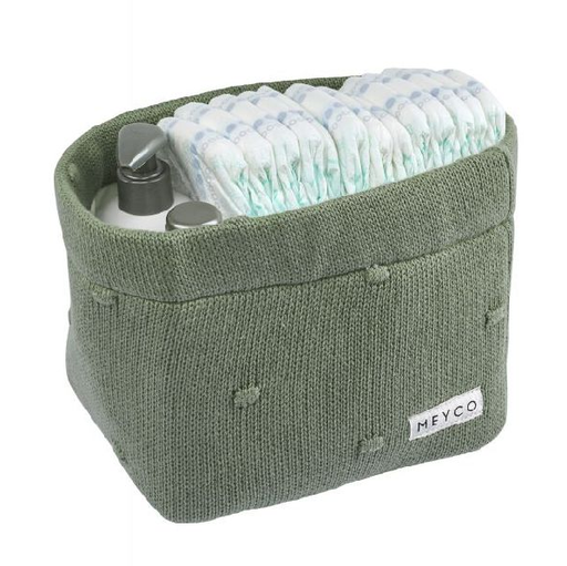 [449952] VERZORGINGSMAND, M, Mini Knots forest green, tricot, B26 H19 D16cm, met hoes, 1 vak(ken), 1 stuk(s), opbergen