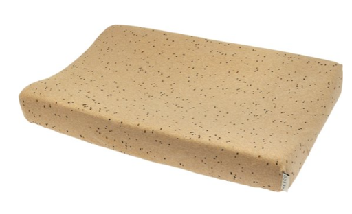 [472499] WASKUSSEN HOES, Rib Mini Spot toffee melange, bruin, aop stippen, geribbeld, jersey, 50x70cm