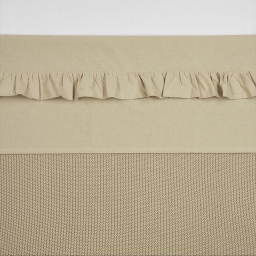 [472514] LAKEN, 100x150, Ruffle sand, ecru, uni, appl ruches, katoen, voor babybed 60x120/babybed 70x140