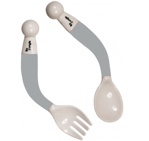 [354586] BESTEK, B-Bendable Spoon & Fork, lepel & vork, grey, buigbaar handvat, vr links- en rechtshandigen