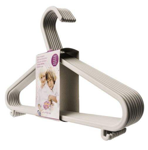 [381364] KLEERHANGER, grijs, uni, haak kunststof/hanger kunststof, 8 stuk(s)