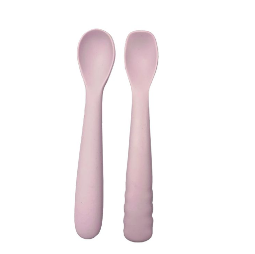 [403281] LEPEL, 2 delig, B-Spoon Shape Set, pink, 3 m+, 2 verschillende vormen van lepels, silicone handgreep/schepje, bestek