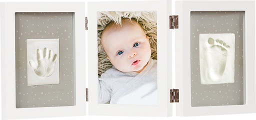 [444826] PLAASTER AFDRUK, Baby print triple frame kit, reliëf afdruk, in kader/hout, white, wit, met foto, 2022