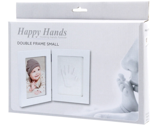 [444827] PLAASTER AFDRUK, Baby print double frame kit small, reliëf afdruk, in kader/hout, white, wit, met foto, 2022